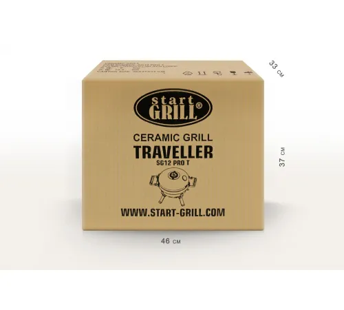 Портативный керамический гриль TRAVELLER 12 дюймов (черный) (30,5 см)